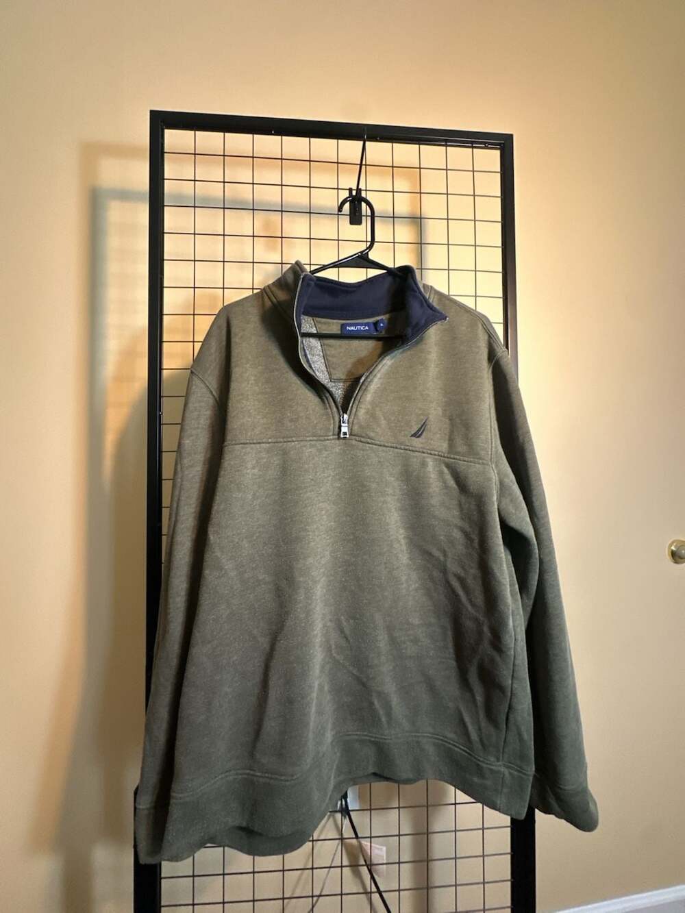 Nautica Men's Olive Green 1/4 Zip Pullover Sweatshirt